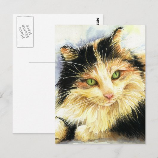 0010 Calico Cat Postkarte (Vorne/Hinten)