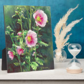 0013 Pink Hollyhocks Fotoplatte (Seite)