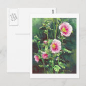 0013 Pink Hollyhocks Postkarte (Vorne/Hinten)
