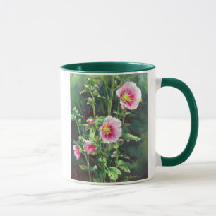 0013 Pink Hollyhocks Tasse