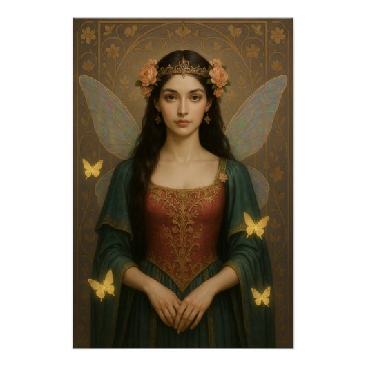 001_A fairy princess in teal green and crimson. Poster (Vorderseite)