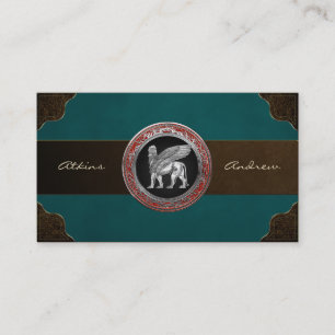 [001] Assyrian Winged Lion - Silver Lamassu Visitenkarte