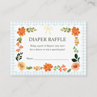 001 Himmelblau Gingham Baby Shower Windelraffel Begleitkarte
