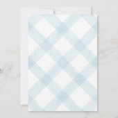 001 Himmelblauer Teddybär-Gingham-Baby-Shower Einladung (Rückseite)