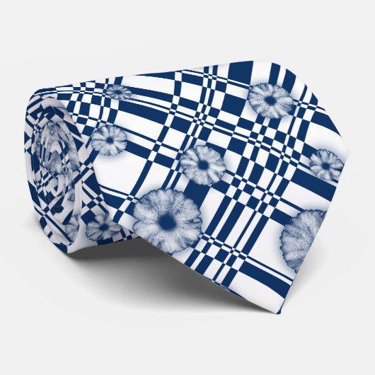 001 Karo Blume Muster Krawatte (Gerollt)