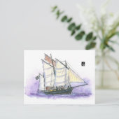 (001) Le Corentin - Lugger Tall Ship Postkarte (Stehend Vorderseite)