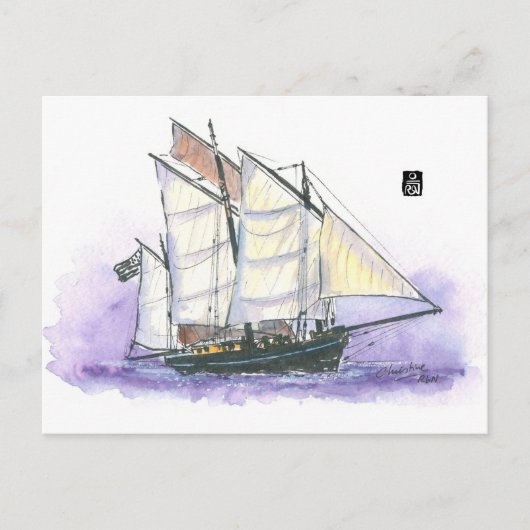 (001) Le Corentin - Lugger Tall Ship Postkarte (Vorderseite)