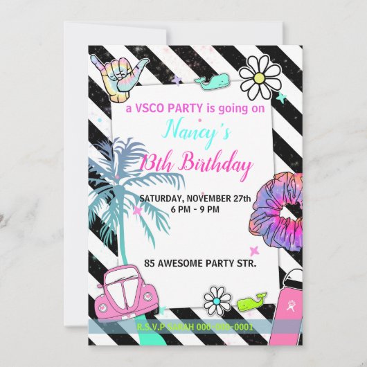 001 Party-vsco-Trend für Teenager Einladung (Vorderseite)