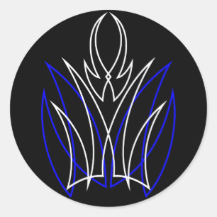 001 Pinstripe Azul-Blanco Runder Aufkleber