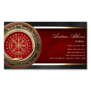 [001] Vegvisir - Gold Viking Magic Runic Compass Magnetische Visitenkarte