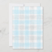 002 Cerulean 020 Fog Sun Plaid Stork Baby Shower Einladung (Rückseite)