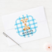 002 Cerulean Blau Karo Giraffe Aufkleber (Umschlag)