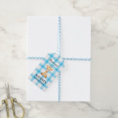 002 Cerulean Blaue Gingham Giraffe-Geschenkanhänge Geschenkanhänger (Mit Garn)