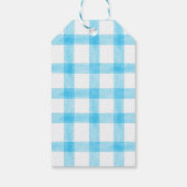 002 Cerulean Blaue Gingham Giraffe-Geschenkanhänge Geschenkanhänger (Rückseite)