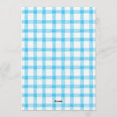002 Cerulean Blue Check Giraffe Birthday Invite Einladung (Rückseite)