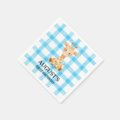 002 Cerulean Blue Check Giraffe Napkin Serviette (Ecke)