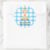 002 Cerulean Blue Check Giraffe Sticker (Tasche)