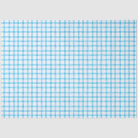 002 Cerulean Blue Gingham Tissue Paper Seidenpapier (Vorderseite)