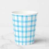 002 Cerulean Blue Watercolor Gingham Paper Cups Pappbecher (Rechts)