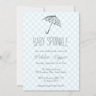 002 Cerulean Moderner Regenschirm Baby Sprinkle Gi Einladung