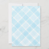 002 Cerulean Watercolor Gingham Birds Baby Shower Einladung (Rückseite)