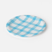 002 Cerulean Watercolor Plaid Small Paper Plates Pappteller (Schrägansicht)