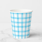 002 Ceruleanblaue Wasserfarbe-Gingham-Papierbecher Pappbecher (Rückseite)