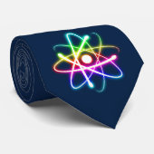 (003: 03s) Buntes glühendes Atom - dunkelblaue Krawatte (Gerollt)