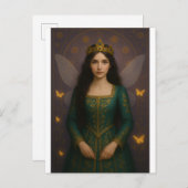 003_A fairy princess in emerald green. Postkarte (Vorne/Hinten)
