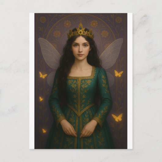 003_A fairy princess in emerald green. Postkarte (Vorderseite)