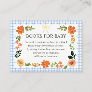 003 Kobalt-Gingham-Bücher für Baby-Party Begleitkarte