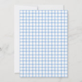 003 Kobalt Scroll Gingham Kreuz Kerze Taufe Einladung (Rückseite)