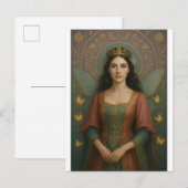 004_A fairy princess in muted rose and teal green. Postkarte (Vorne/Hinten)