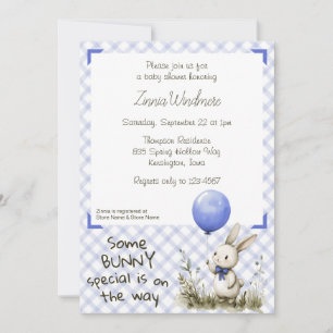 004 Indigo Blau • Some Bunny Special Baby Shower Einladung