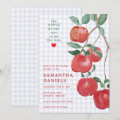 005 Iris Augapfel Gingham-Baby-Party Einladung (Vorne/Hinten)