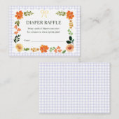005 Iris Gingham Baby-Shower-Windel-Raffel Begleitkarte (Vorne/Hinten)