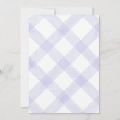 005 Iris Lavendel Teddybär Gingham Baby Shower Einladung (Rückseite)