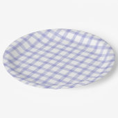 005 Iris Lila Aquarell Gingham Papier Teller (Schrägansicht)