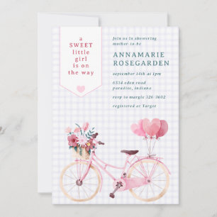 005 Iris Lila Süße Florale Mädchen Fahrrad Baby-Pa Einladung