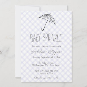 005 Iris Moderner Regenschirm Gingham Baby Sprinkl Einladung