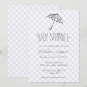 005 Iris Moderner Regenschirm Gingham Baby Sprinkl Einladung (Vorne/Hinten)