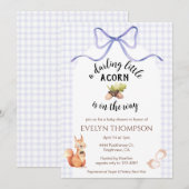 005 Iris Niedliches Eichhörnchen Eichel Gingham-Ba Einladung (Vorne/Hinten)