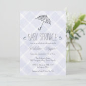 005 Iris Plaid Umbrella Baby Sprinkle Shower Einladung (Stehend Vorderseite)