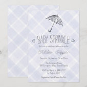 005 Iris Plaid Umbrella Baby Sprinkle Shower Einladung (Vorne/Hinten)