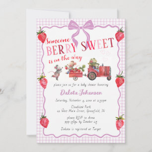 006 Wein Gingham Beere Süße Farm Baby Shower Einladung