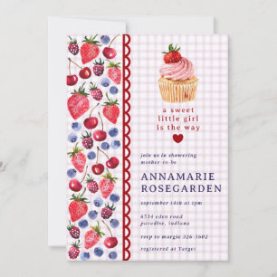 006 Wein Violetter Beeren-Patch-Cupcake-Baby-Party Einladung