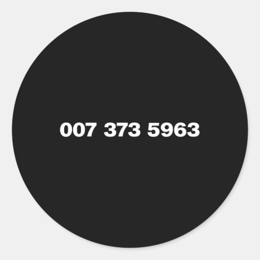 007 373 5963 - Berühmte 90er-Videospielcodes Runder Aufkleber (Vorderseite)