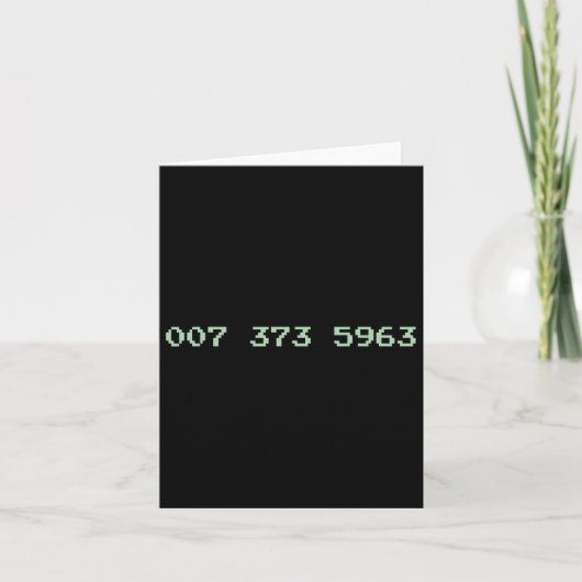 007 373 5963 Videospielcode 1987 80's Retro Games Karte (Vorderseite)