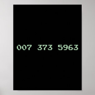 007 373 5963 Videospielcode 1987 80's Retro Games Poster