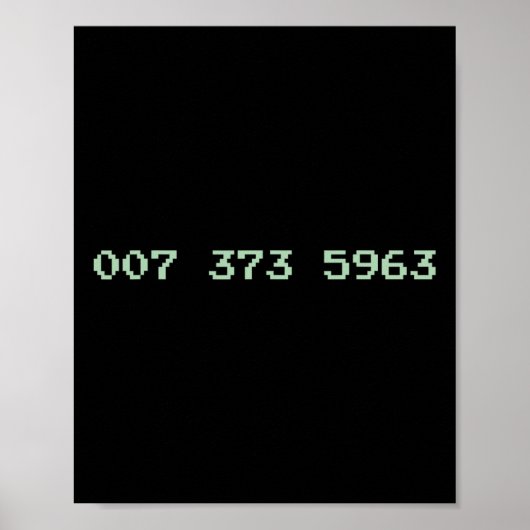 007 373 5963 Videospielcode 1987 80's Retro Games Poster (Vorne)